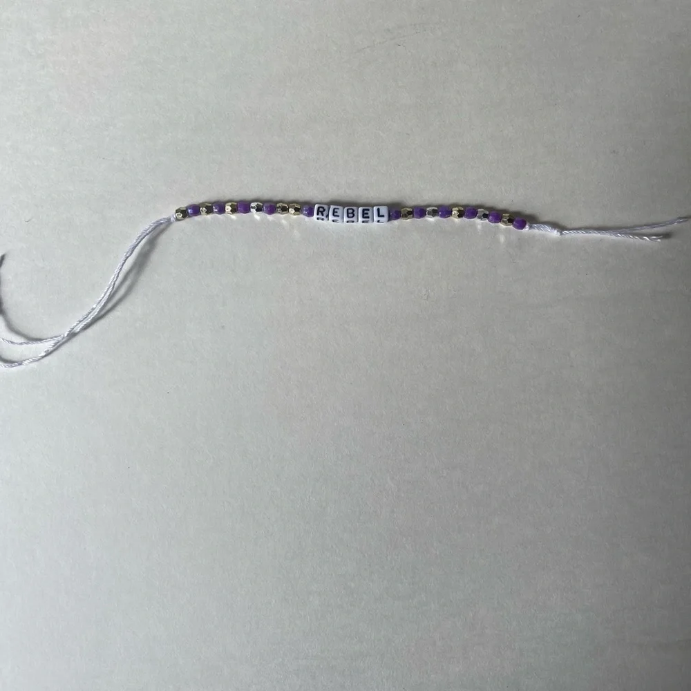 NEW handmade beaded rebel letter friendship purple bracelet